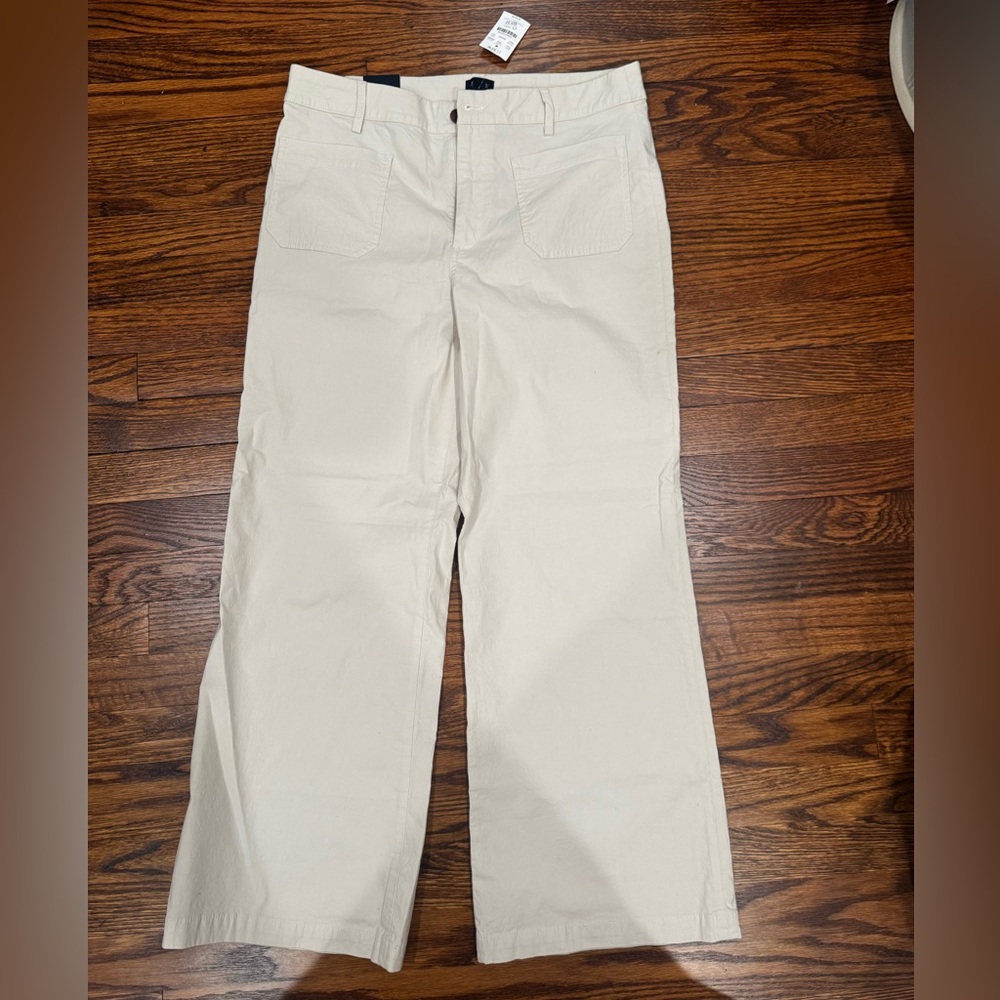 J. Crew Cream Wide-Leg Trousers
